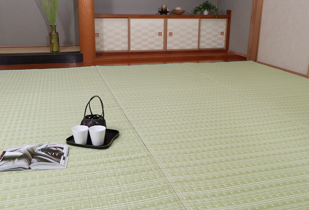 日本製 洗えるPPカーペット グリーン江戸間2畳 約174×174cm　バルカン