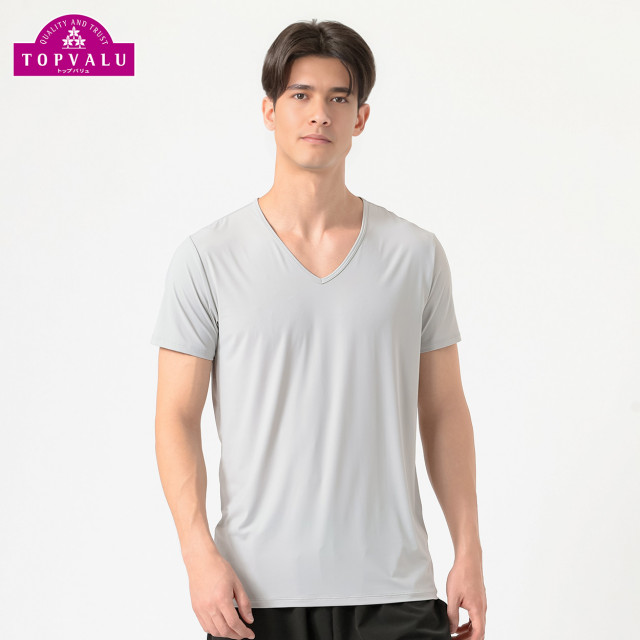 メンズ PEACE FIT 半袖Vネックシャツ COOL強力接触冷感 UV対策 シロ