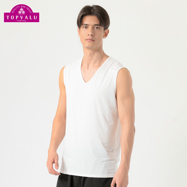 メンズ PEACE FIT スリーブレスVネックシャツ COOL強力接触冷感 UV対策