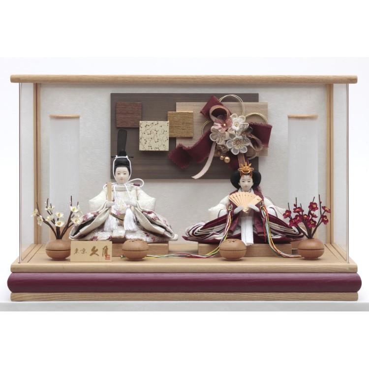 雛人形 久月 桃小町 【値下げしました】 収納三段 親王官女飾り 銘木シリーズ 檜 引き出し式 4HR-N51-Z