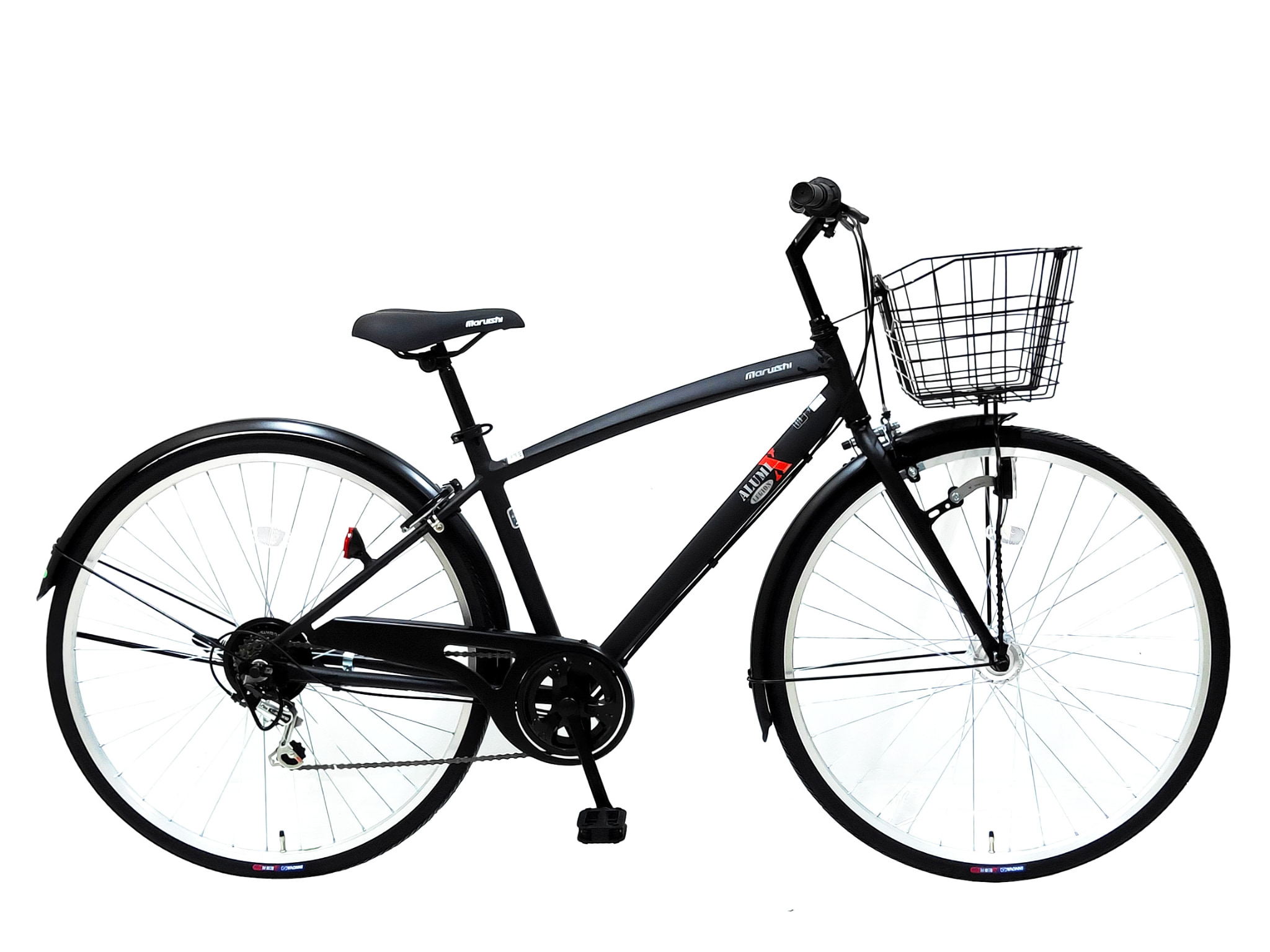 丸石サイクル クロスバイク 27インチ ブラック 前かご付き 丸石サイクル クロスバイク 27インチ ブラック 前かご付き
