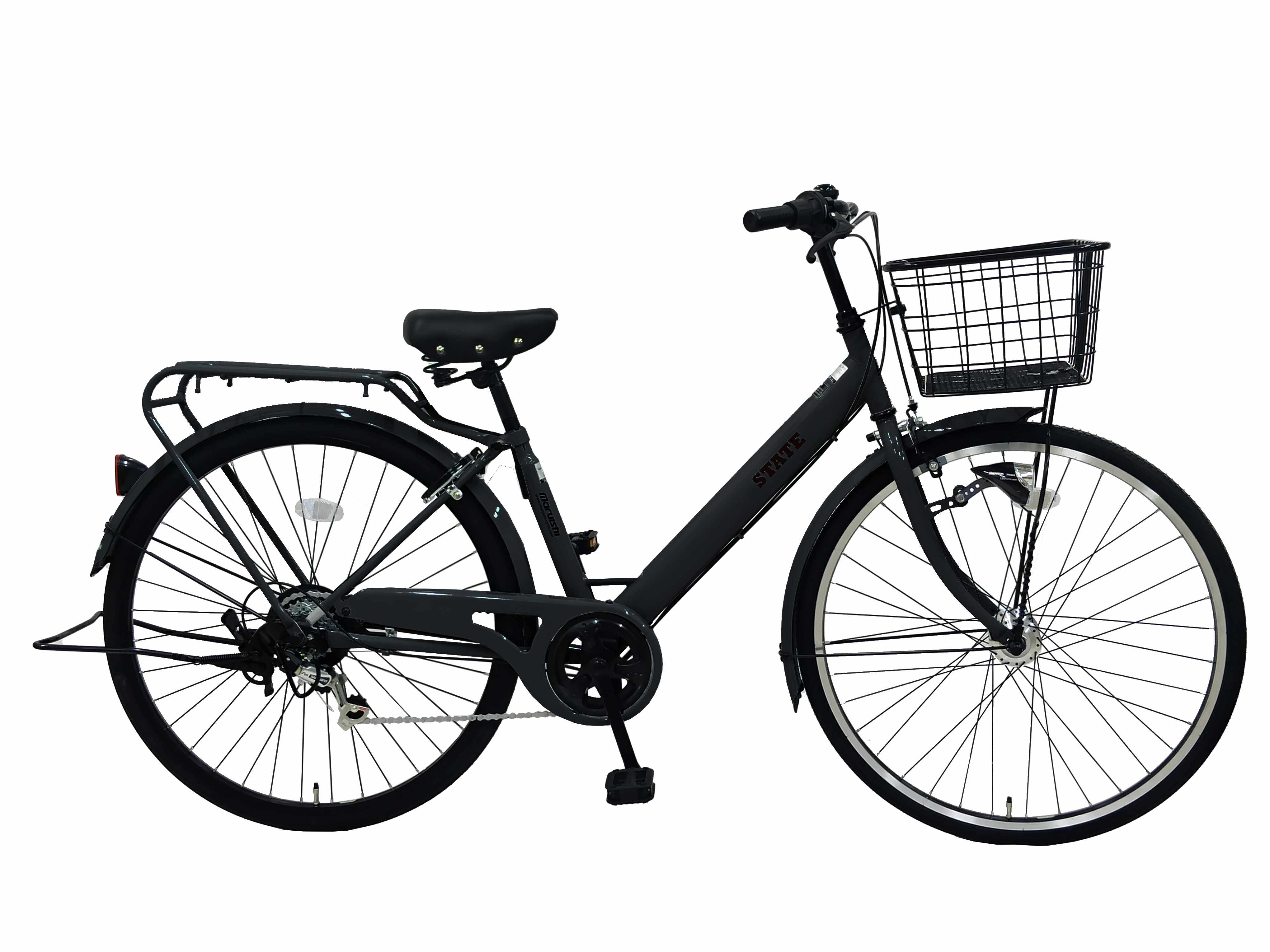 丸石 ステートV(外装6段) 27型 マットブラック 外装6段 LEDオート