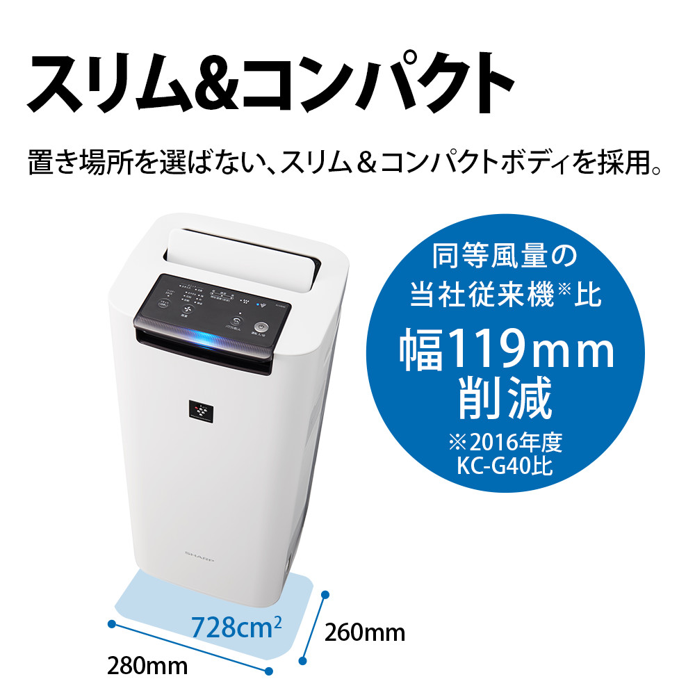 空気清浄機・イオン発生器 KI-RS40-W SHARP 【プラズマクラスター25000】加湿空気清浄機 ホワイト KI-RS40-W