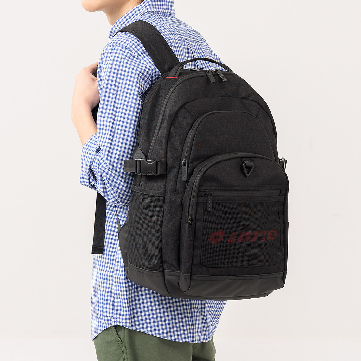LOTTO ロット メッシュリュック ラウンドリュック ブラック(レッドロゴ