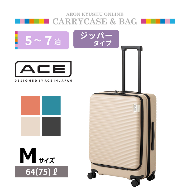 【美品】ACE エース DBY エキスパンダブル ジッパーキャリーケース 64L ACE(エース)DBY ブルックシリーズ エース 静音キャスタージッパー