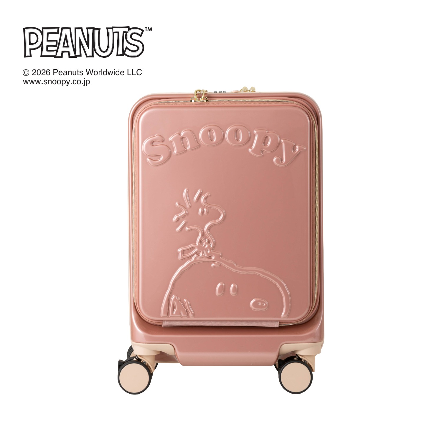 PEANUTS スヌーピー フロントオープンキャリーケース M サックス