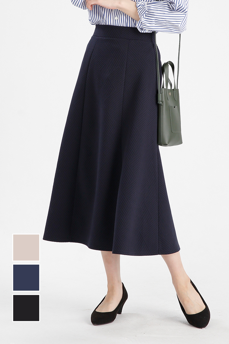 UrbanSmart ふくれキルトフレアスカート ネイビー M【1週間～10日後の