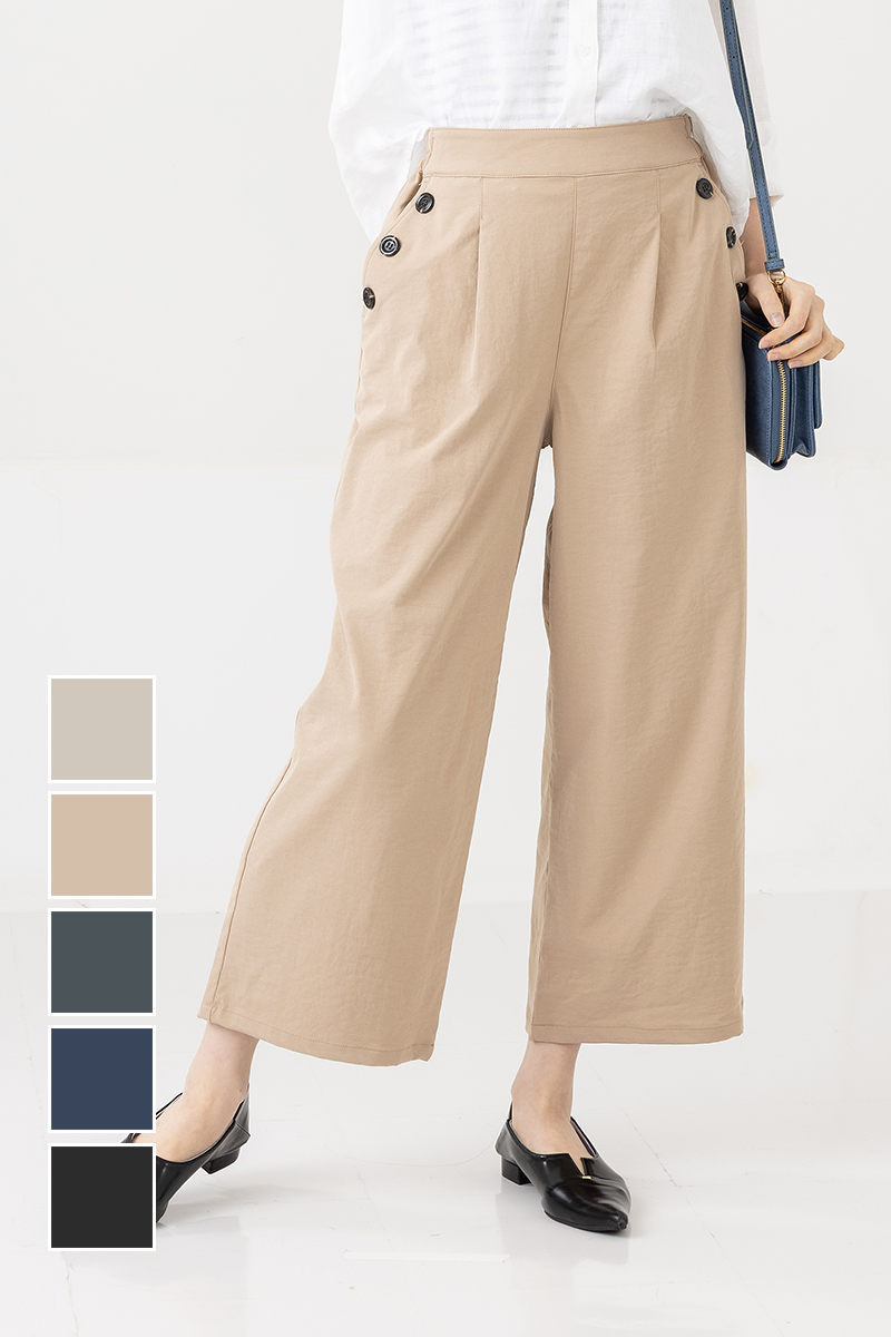 UrbanSmart サラチノ ボタンワイドパンツ ベージュ M【1週間～10日後の