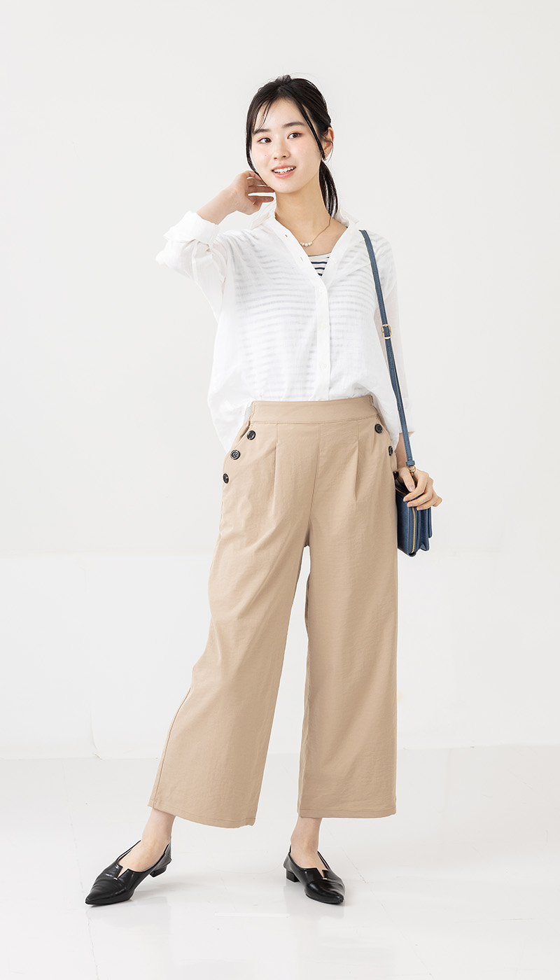 UrbanSmart サラチノ ボタンワイドパンツ ベージュ M【1週間～10日後の