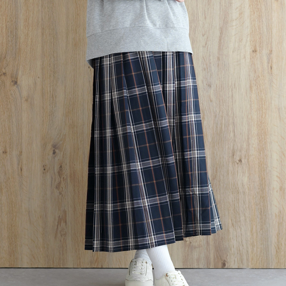 レディス】UrbanSmart×MUMU プリーツスカート ネイビー系チェック L