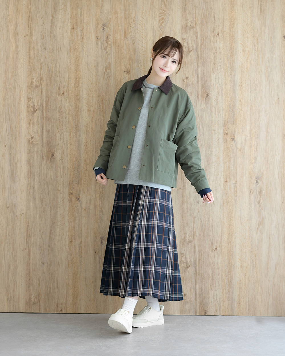 レディス】UrbanSmart×MUMU プリーツスカート ネイビー系チェック L