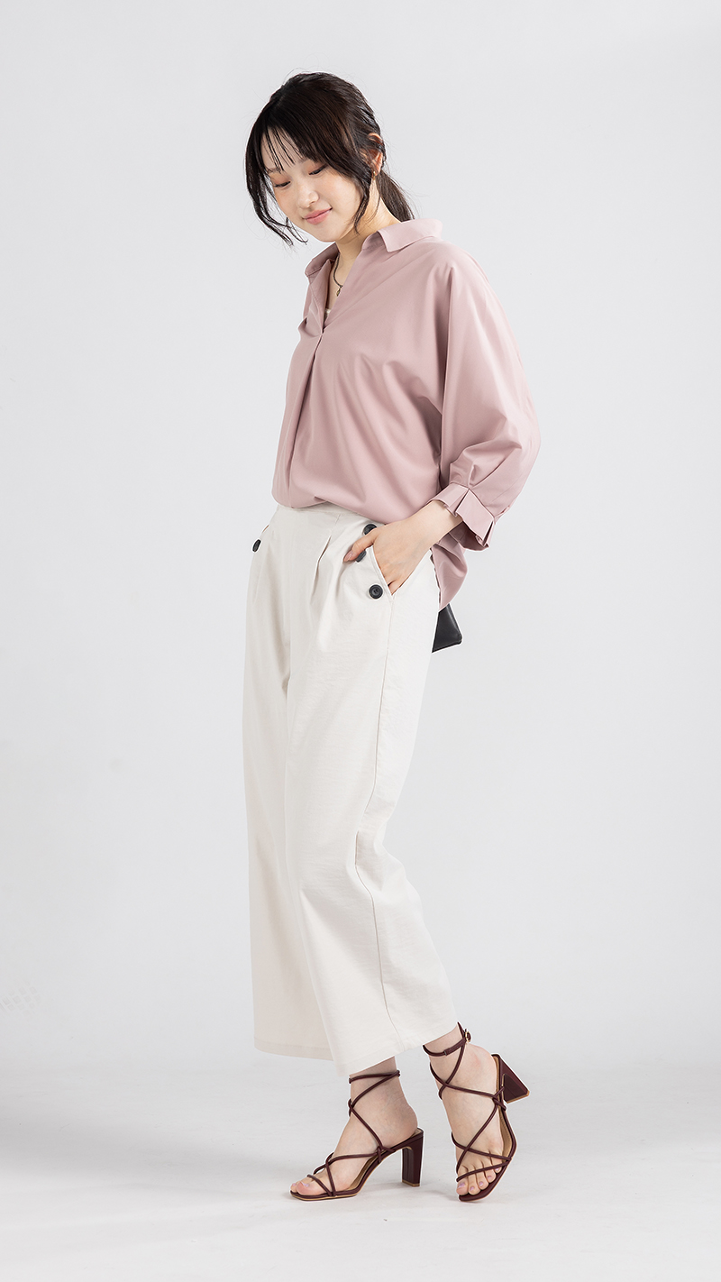 UrbanSmart サラチノボタンワイドパンツ アイボリー M【1週間