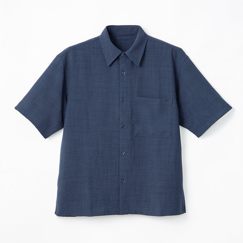 美品 エストネーション L相当 麻100% レギュラーカラー長袖シャツ◆ブルー UrbanSmart 麻調レギュラーカラーシャツ ブルー LL【1週間～10