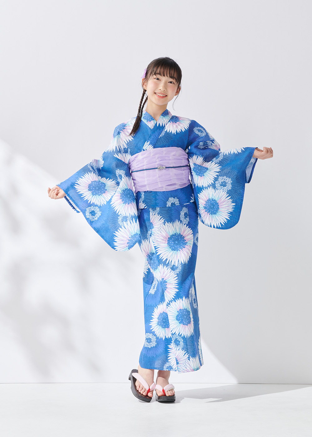ジュニア】 ワンピゆかた ワンピース浴衣 2点セット アネモネ 140 