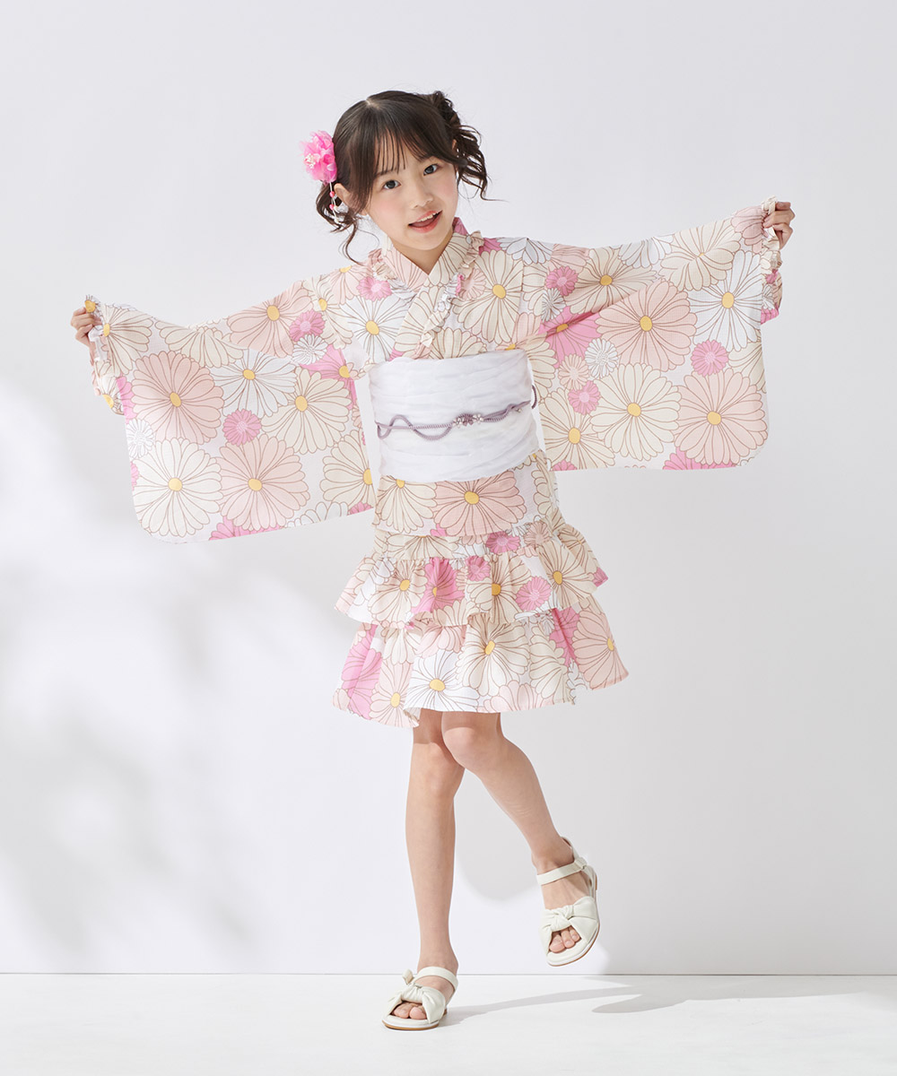 ♡浴衣ドレス♡ キッズ】 ゆかたドレス 浴衣ドレス 2点セット 丸菊 110 | 【公式