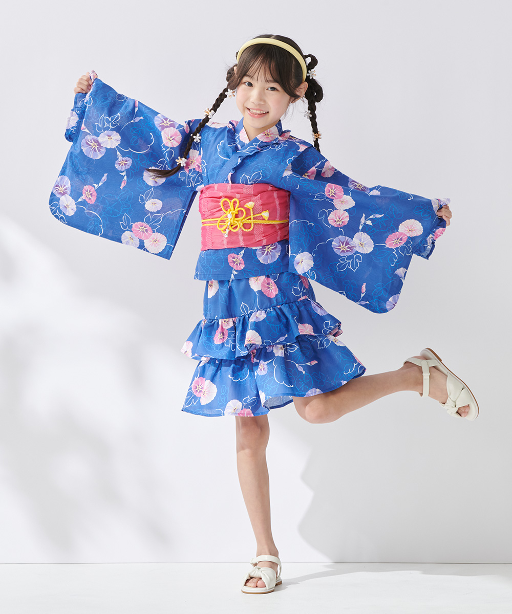 キッズ】 ゆかたドレス 浴衣ドレス 2点セット 朝顔 110 | 【公式