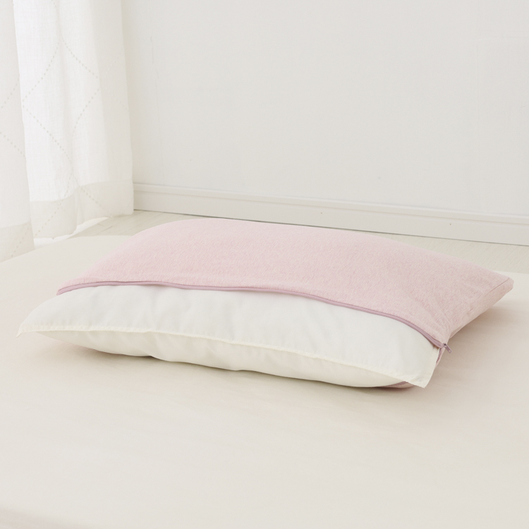 ホームコーディ のびのびまくらカバー ニット ピンク 35×50cm用