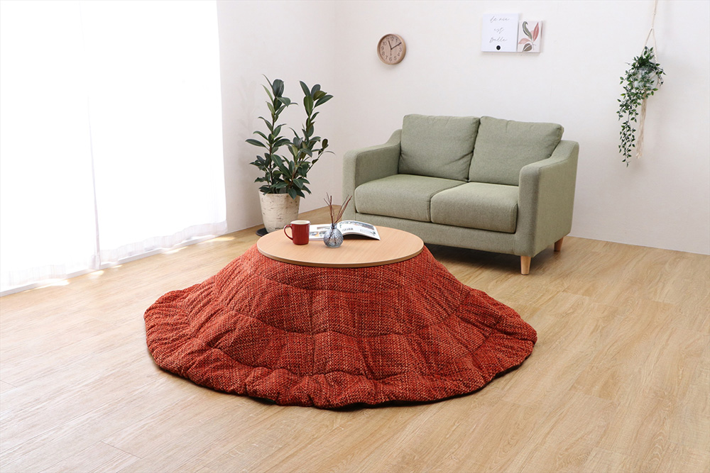 こたつ布団 円形 無地調 ノート オレンジ 約200Rcm【10日~2週間後のお