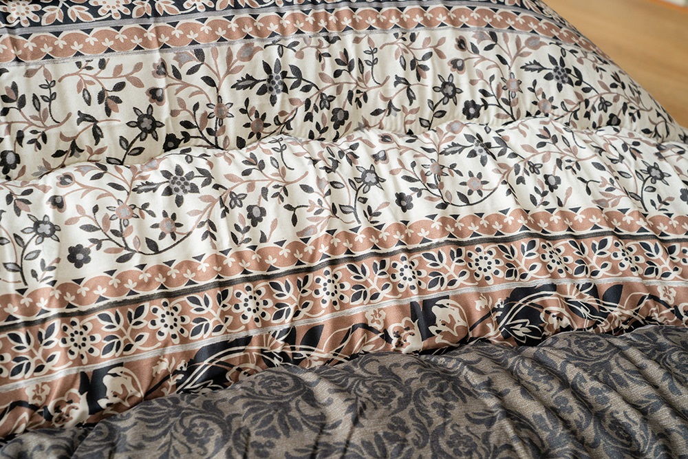 エレガンス柄 こたつ布団 掛け単品 レイエル ブラウン 約205×205cm【10