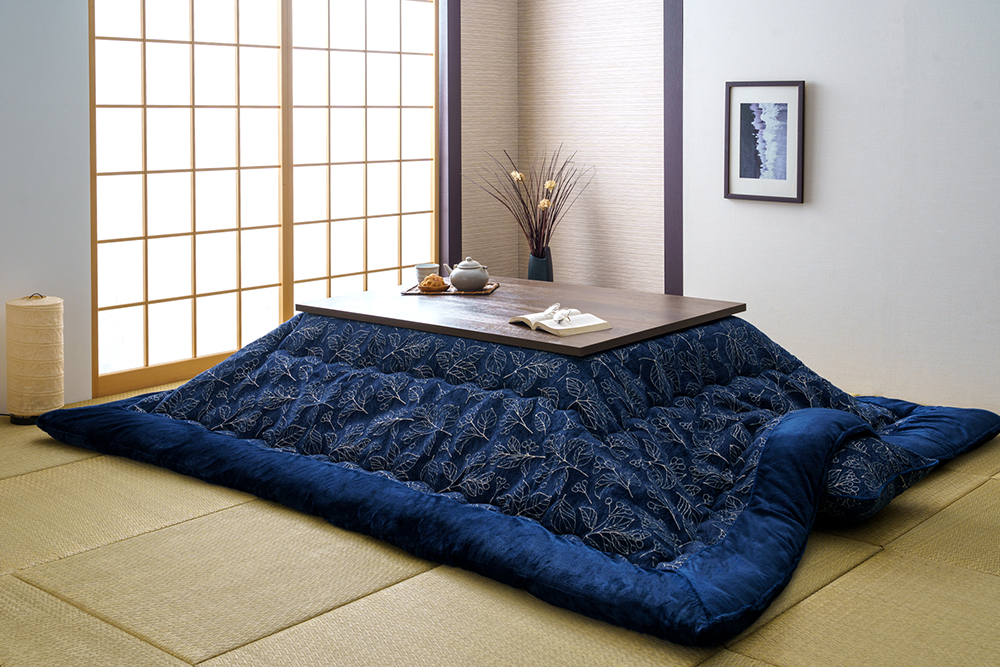 北欧柄 こたつ布団 掛け単品 ブラン ネイビー 約205×205cm【10日~2週間