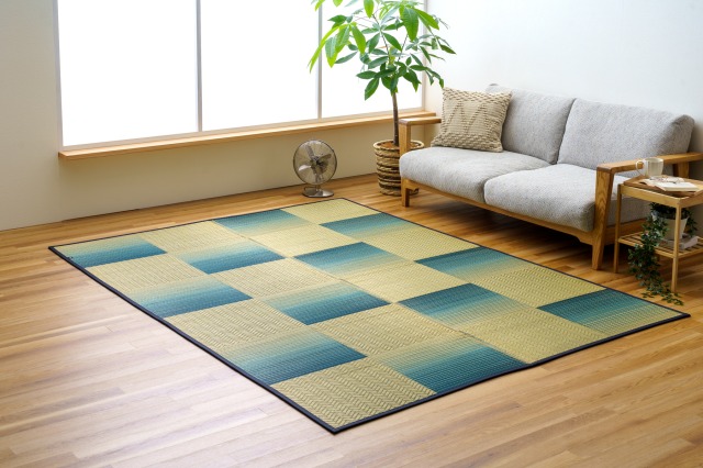 イケヒコ い草ラグカーペット 格子柄シンプルモダン 『Fライト