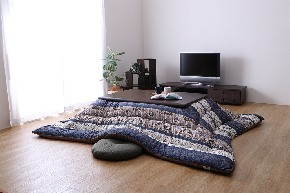 エレガンス柄 こたつ布団 掛け単品 ヴィオラ ネイビー 約205×205cm【10