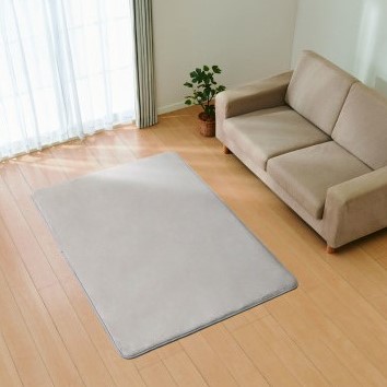 ホームコーディ 極厚・防音 なめらかタッチラグ グレージュ 185×185cm