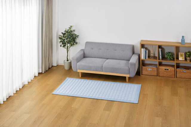ホームコーディ コールド 冷たい洗えるキルトマット ブルー 90×180cm