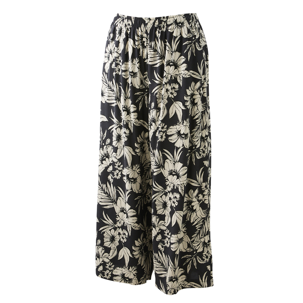 レディス ゆるーむ 9分丈パンツ フラワー クロ 2XL | 【公式】イオン