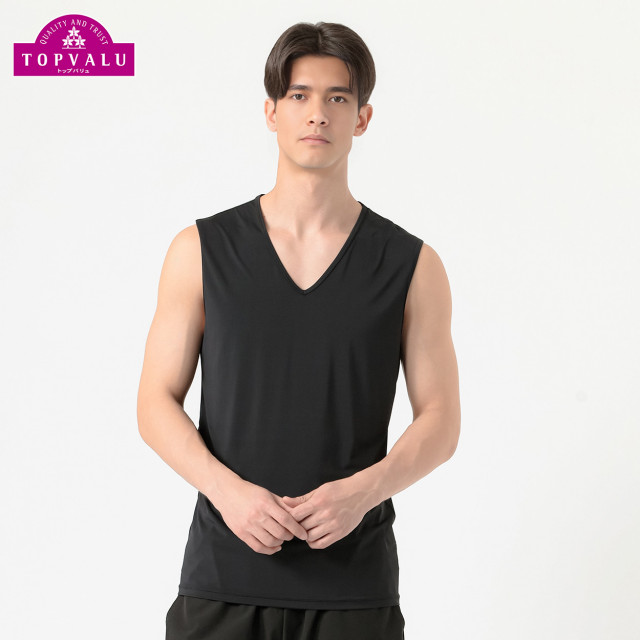メンズ PEACE FIT スリーブレスVネックシャツ COOL強力接触冷感 UV対策