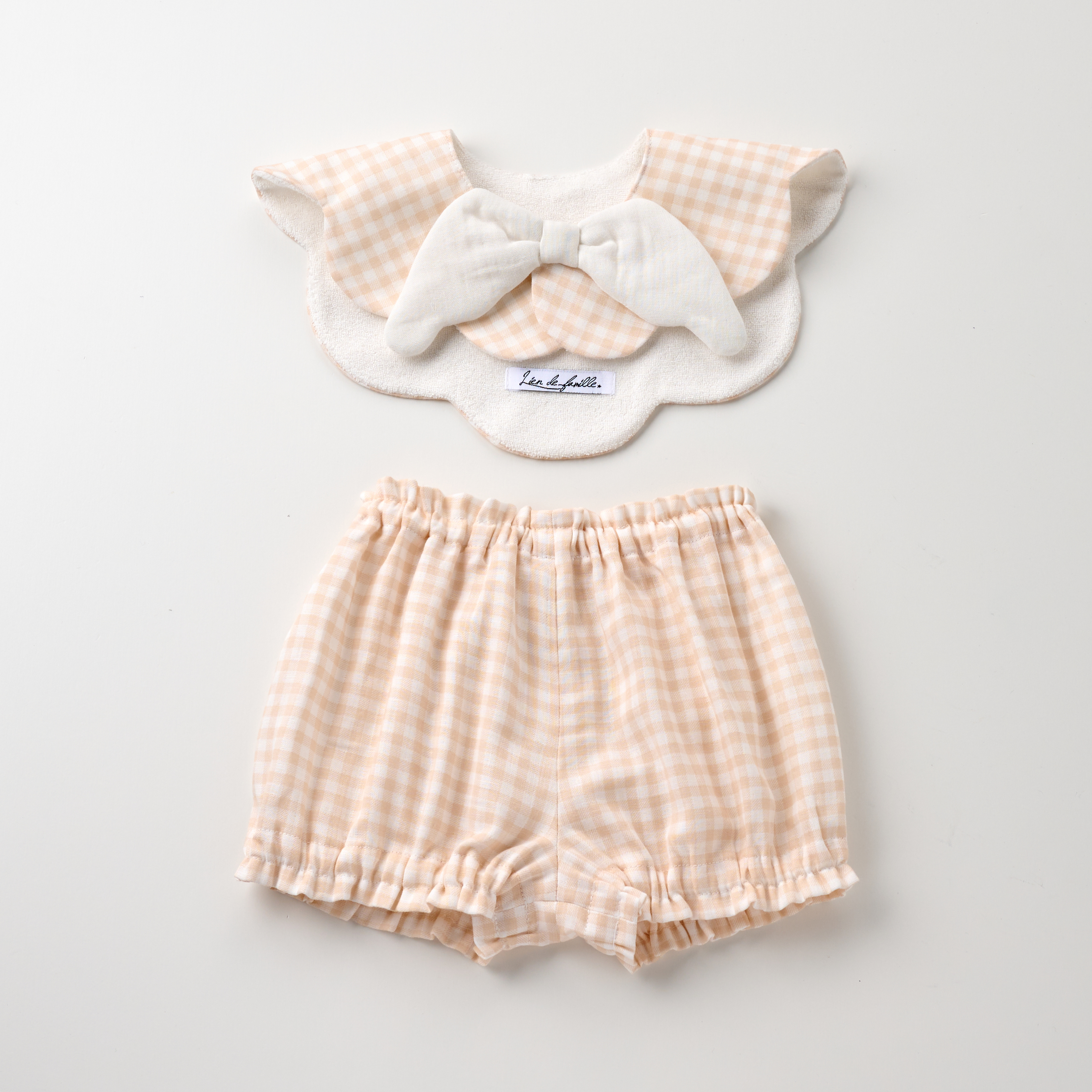 再販☆水色ギンガムチェック×ミルク☆ ハンドメイド リバーシブル