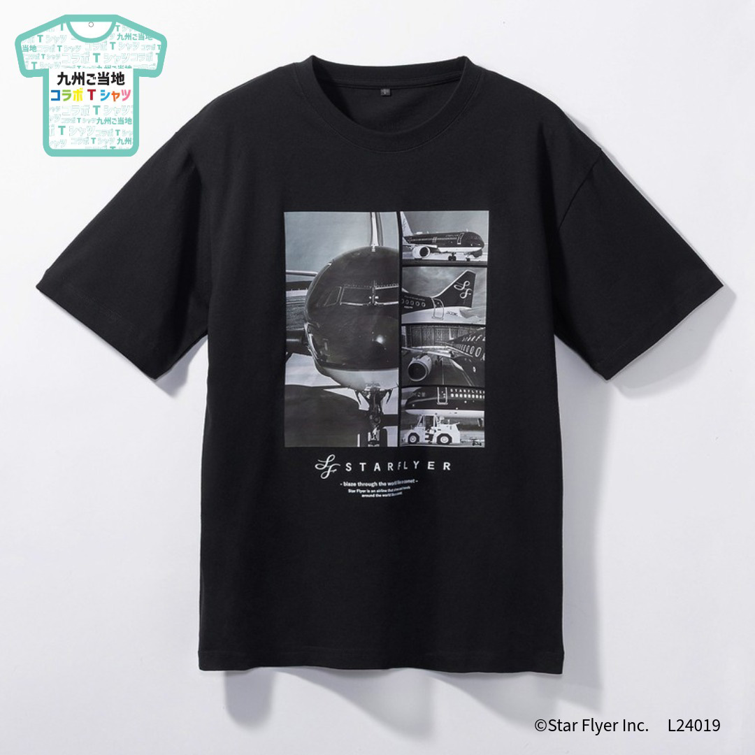 九州ご当地コラボTシャツ スターフライヤー フォト ブラック S