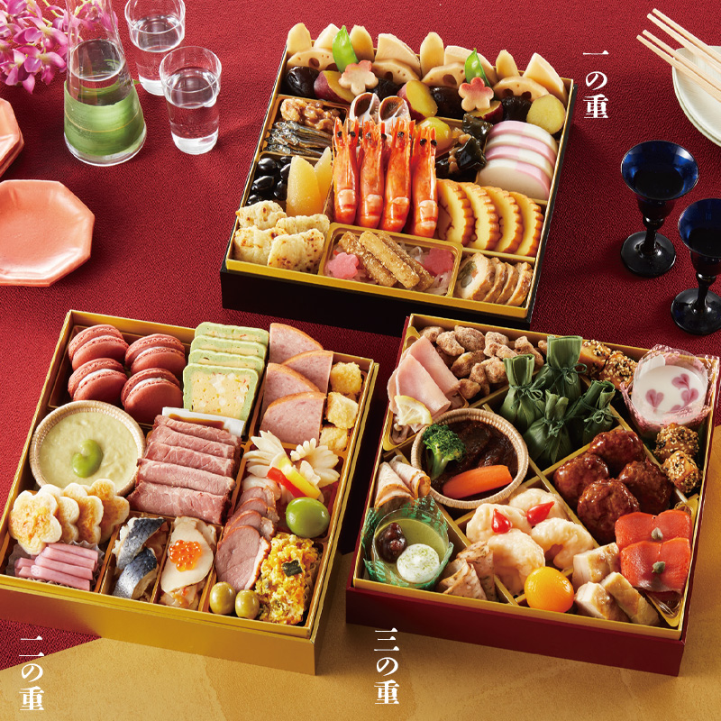 新品 KENZO ケンゾー 重箱 3段 手提げ ローズ手提入子重 おせち お重