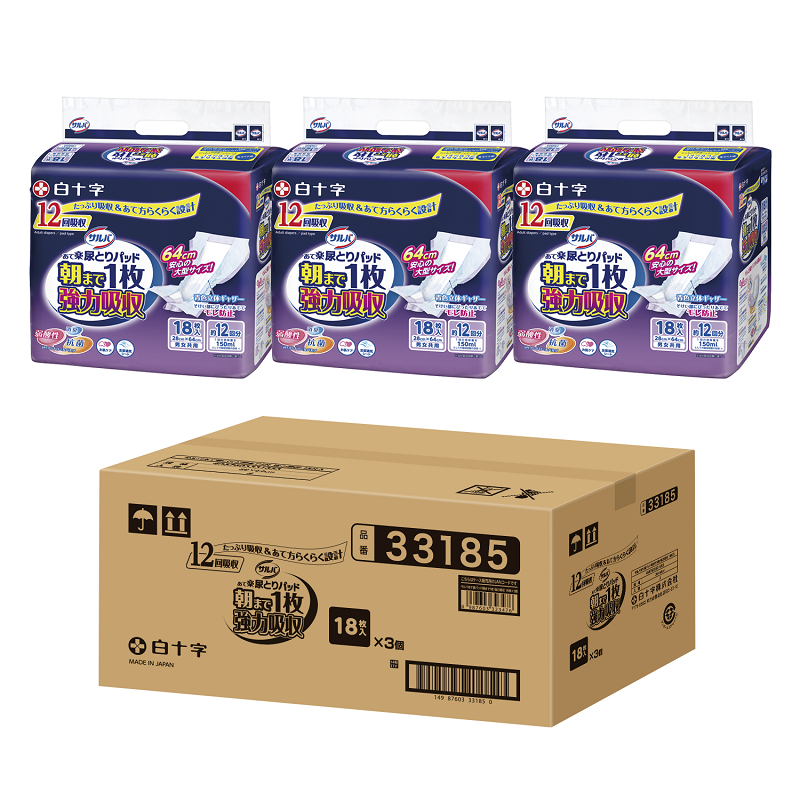 サルバ 朝まで1枚ぐっすりパッド強力吸収 (納期約10日) 【ケース】18枚