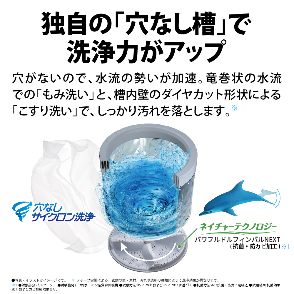 配達専用】SHARP【穴無し槽】インバーター全自動洗濯機 8.0kg 配達専用】SHARP【穴無し槽】インバーター全自動洗濯機 8.0kg