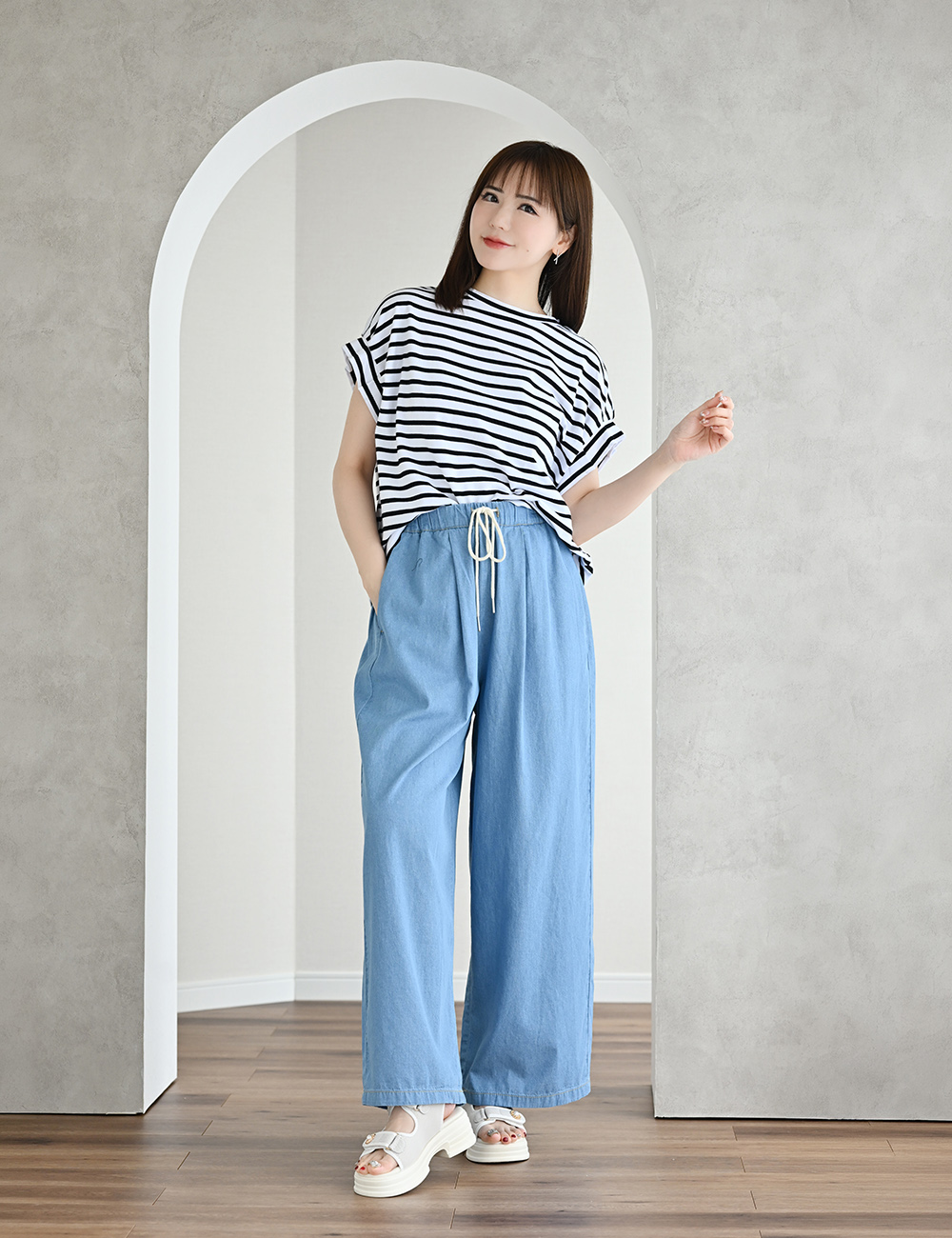 UrbanSmart×MUMU デニムワイドパンツ サックス L | 【公式】イオン九州