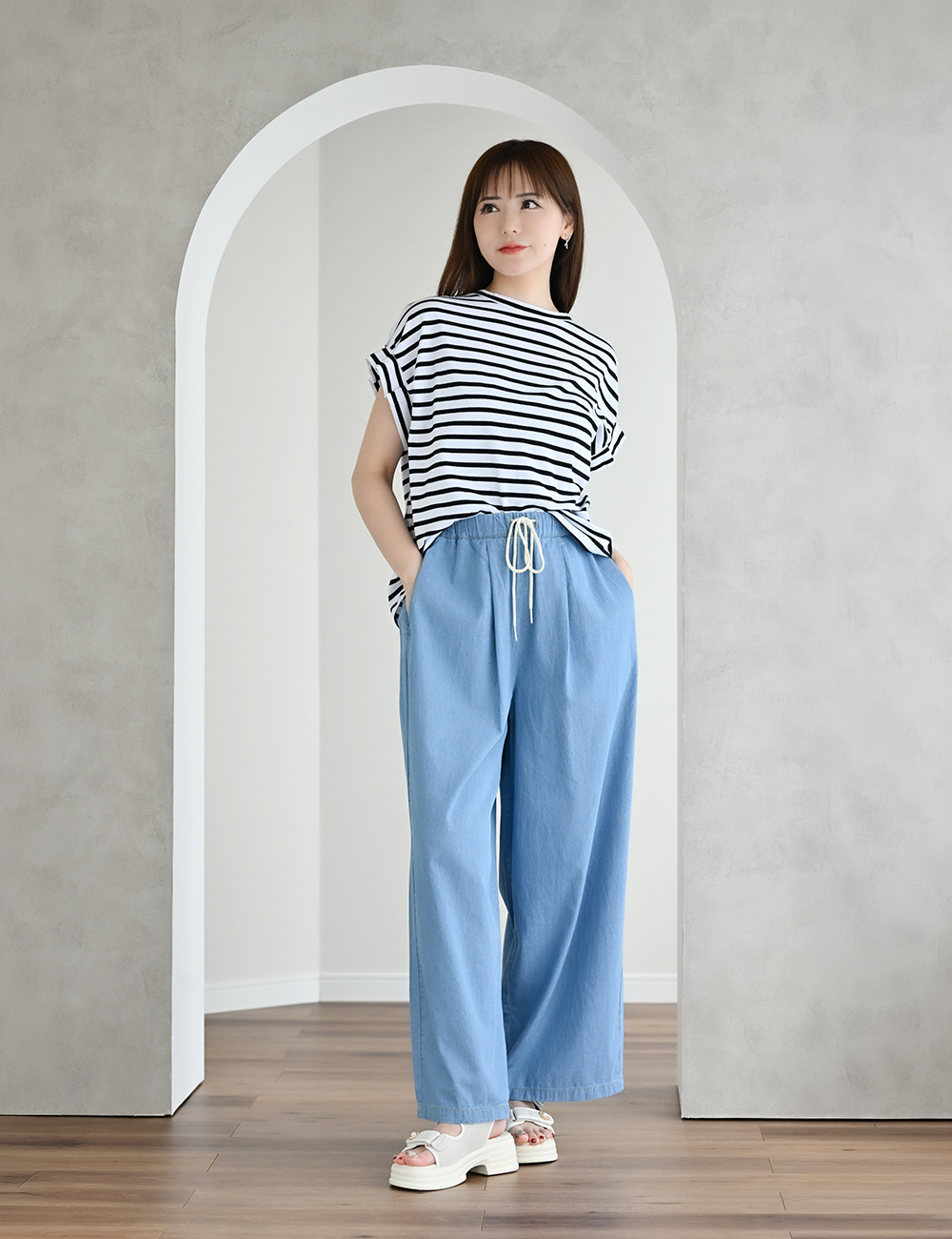 UrbanSmart×MUMU デニムワイドパンツ サックス L | 【公式】イオン九州