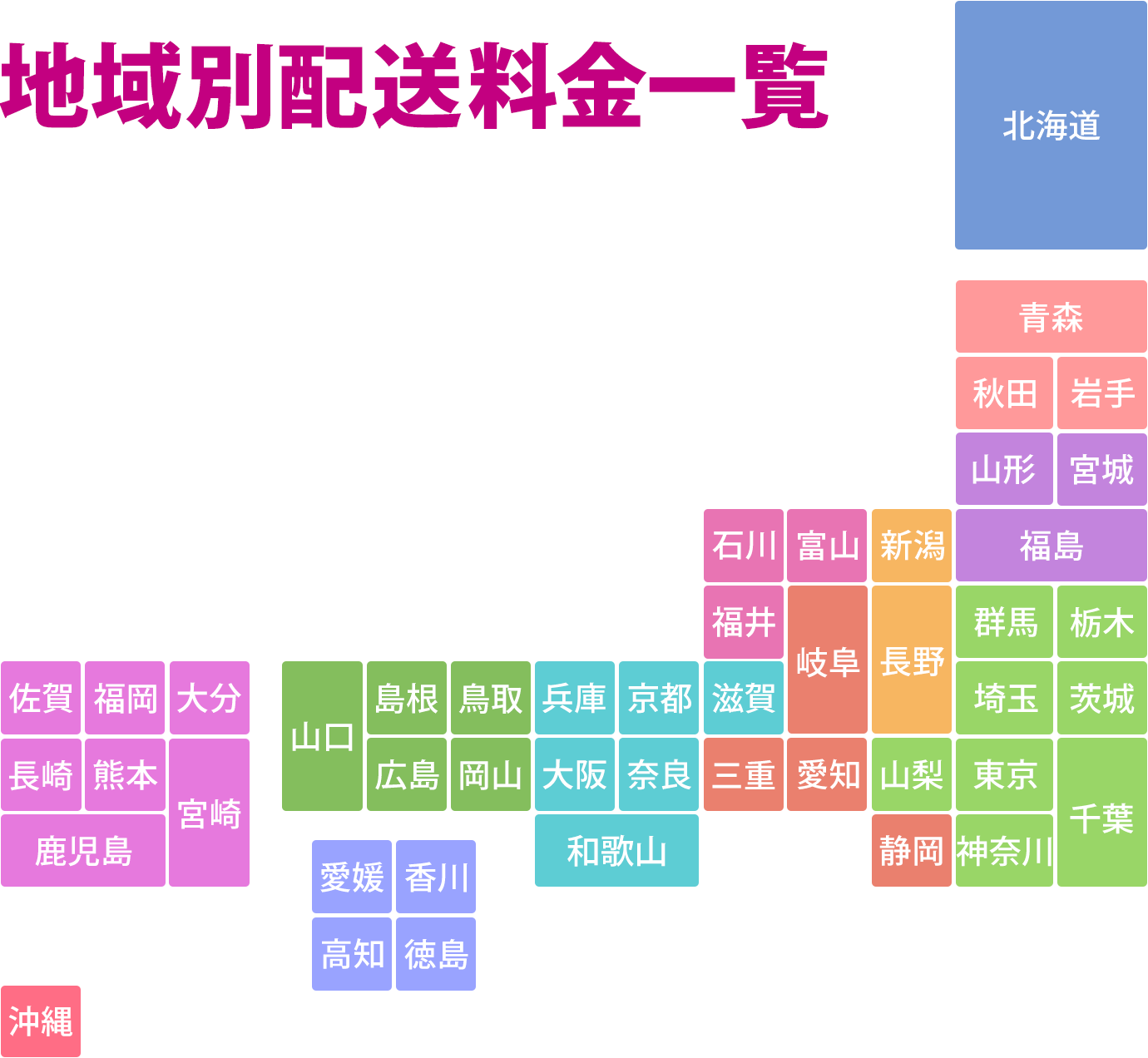 特設ページ　地域別配送料金表