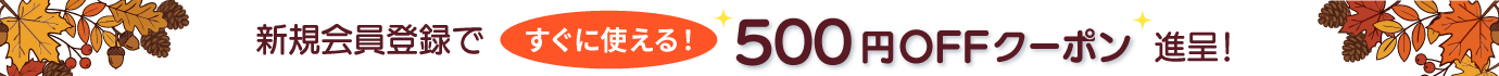 新規会員登録で 500円offクーポン 進呈！