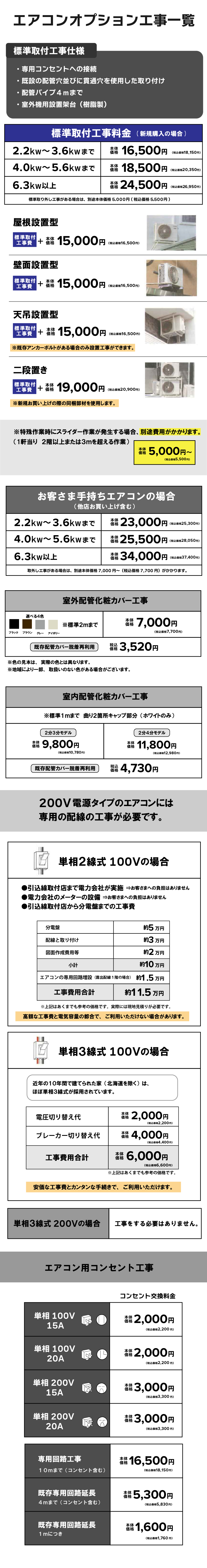 オプション料金一覧
