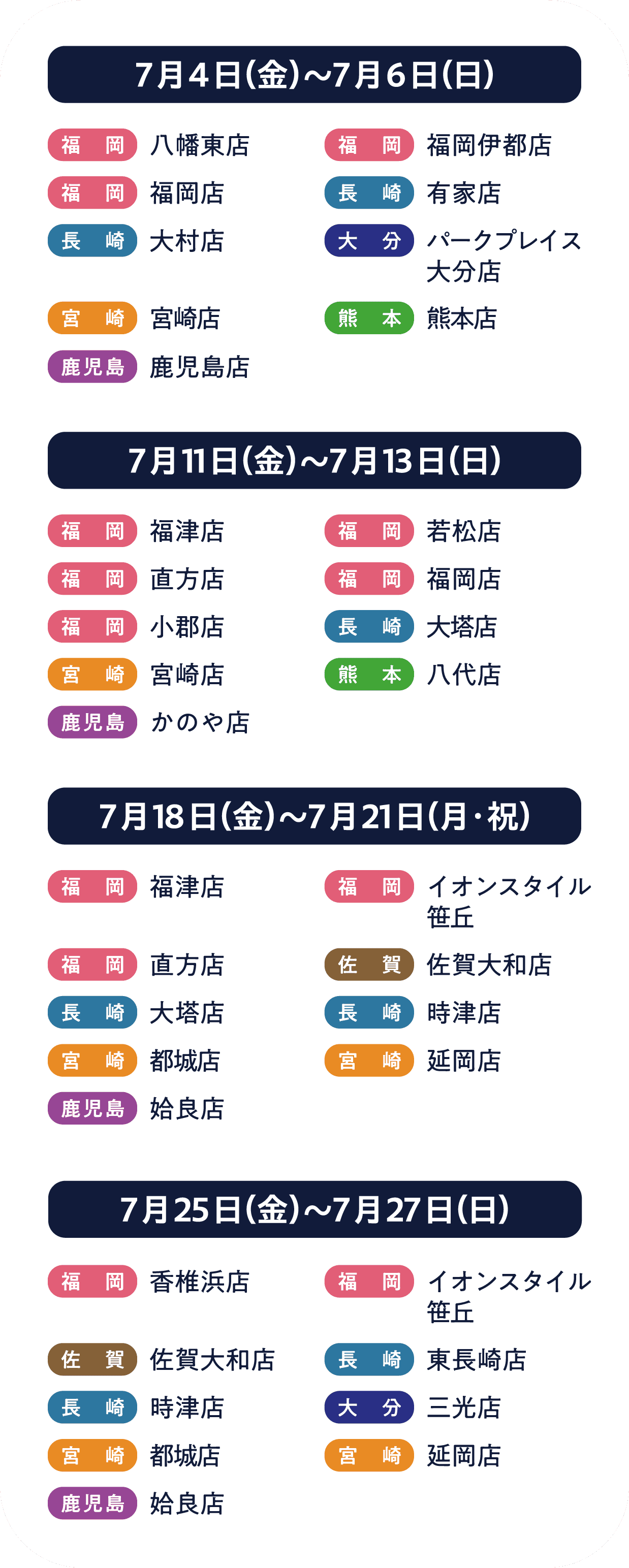 7月の実施店舗詳細