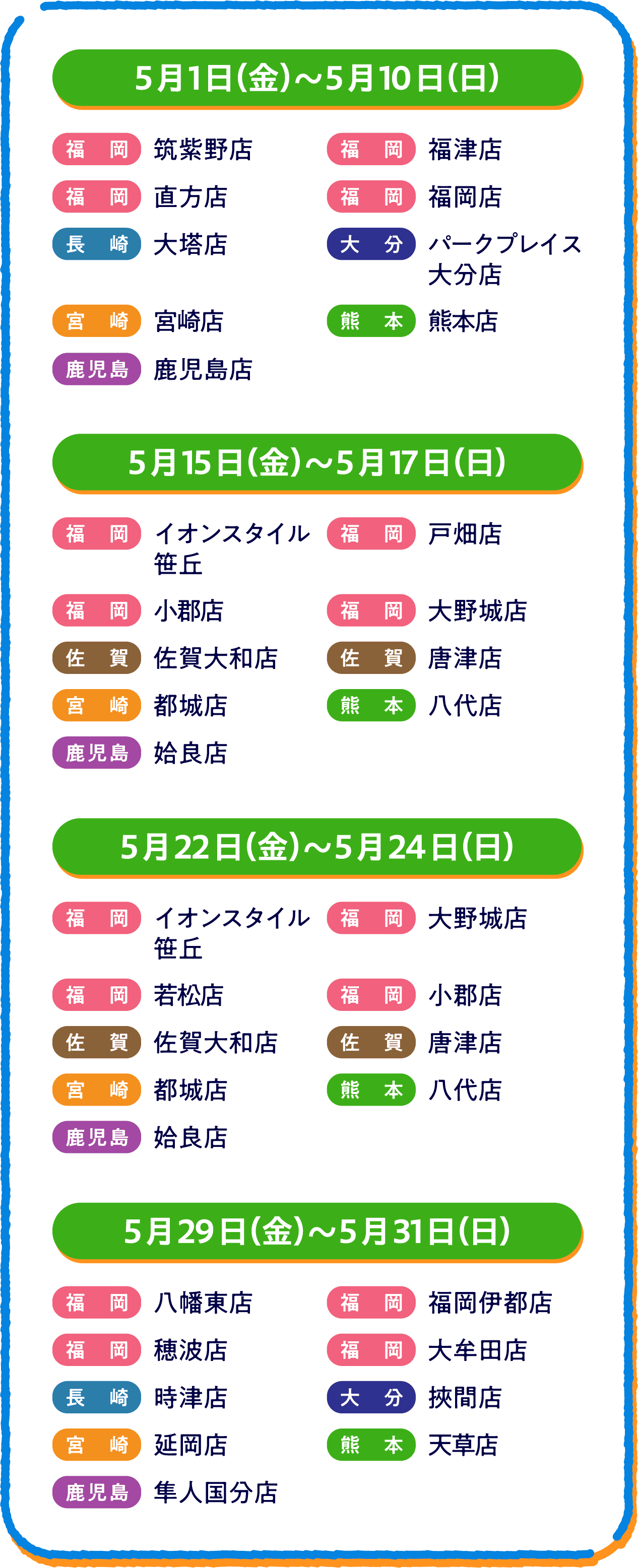 5月の実施店舗詳細