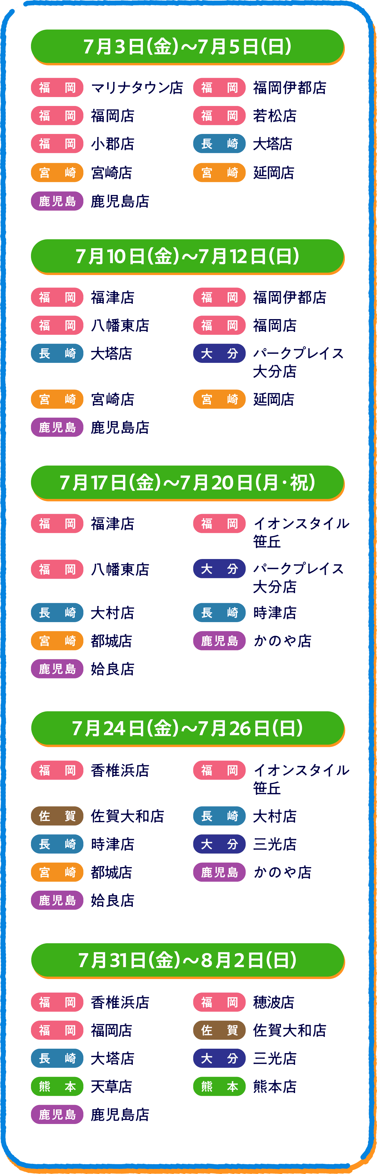 7月の実施店舗詳細