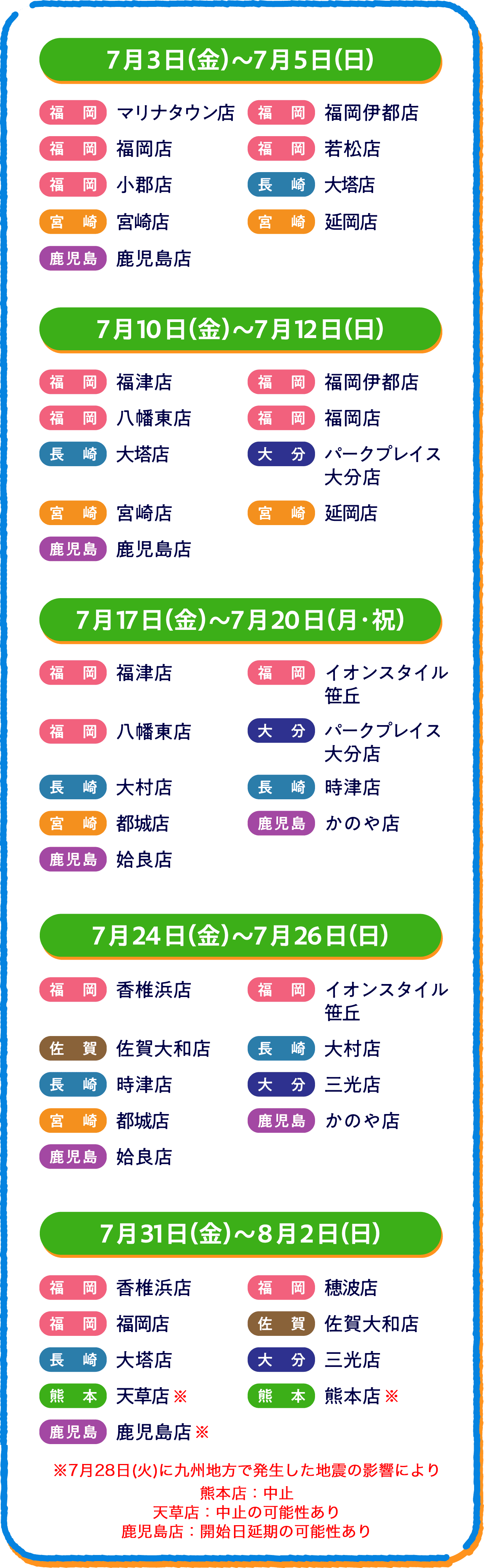 7月の実施店舗詳細
