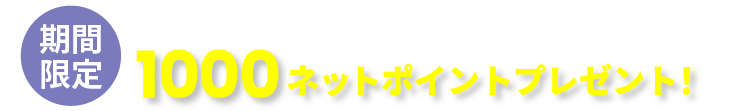 新規会員登録で 1000ネットポイント 進呈！