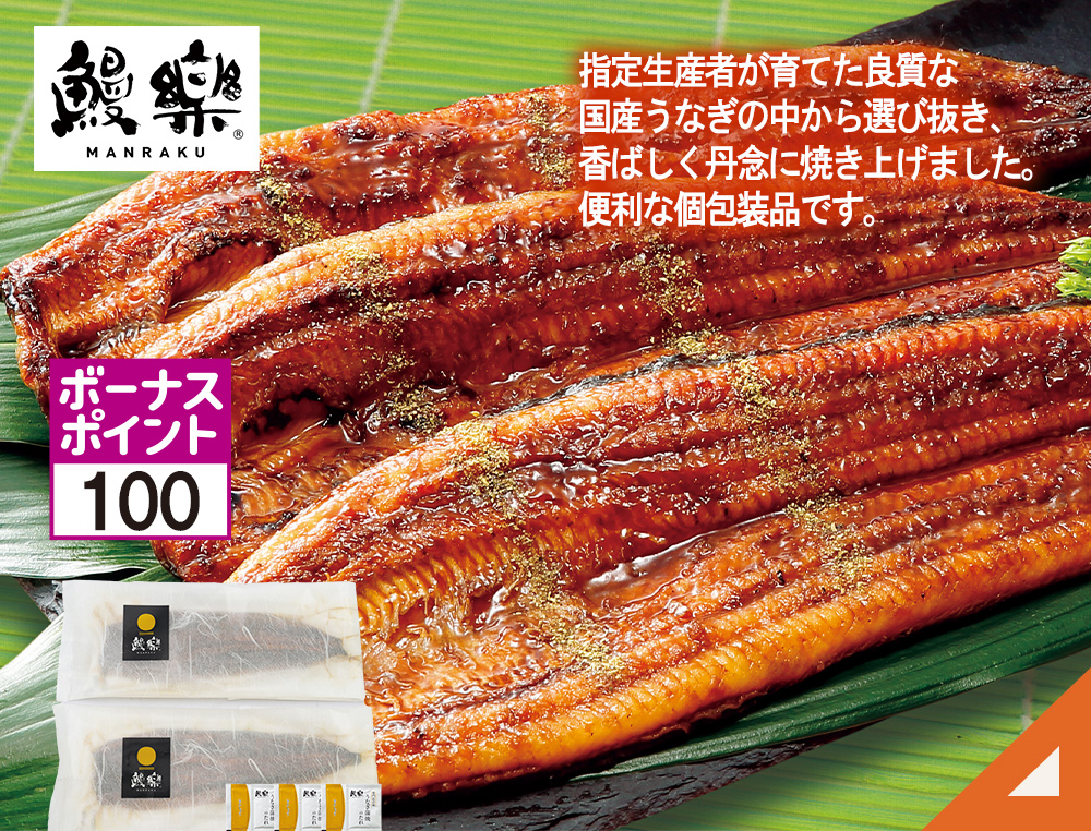 鰻楽うなぎ蒲焼2尾（九州産原料）